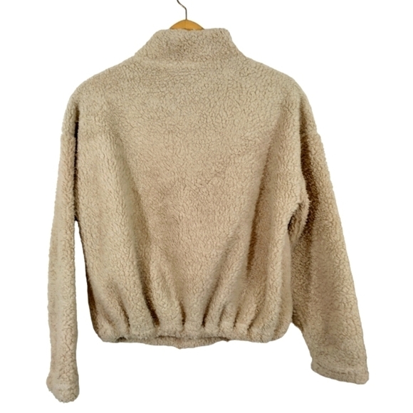 Hippie Rose 1/4 Zip Fleece Pullover Top Small Pockets Drawstring Faux Fur - Picture 2 of 6